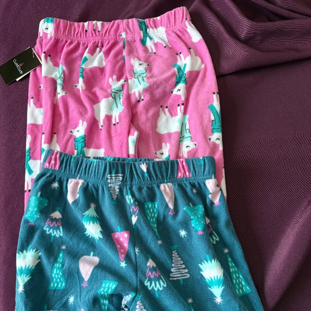Cuddl Duds 2-Piece Fleece Pajama Pants Girls 7/8 Set (NWT)